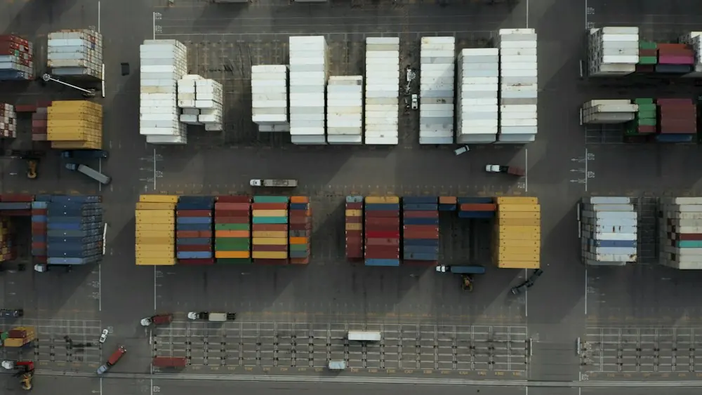 Aerial view of a container yard